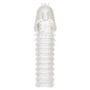 length and explosive pleasure for everyone involved. The erotic enhancer sleeve`s ultra-stretchy material and spacious chamber is made to fit even the biggest man.    While you thrill your lover with increased girth and stimulating ticklers