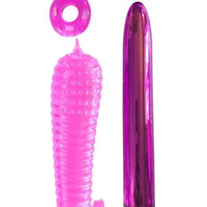 Enjoy exciting variety and endless versatility with the ultimate couple`s kit! All four classic favorites can be used together or separately. The slimline 7 multi-speed vibe can be paired with the ultra-stretchy textured sleeve and powerful bullet for your own super-stimulating rabbit. Try placing the C-ring around his shaft or balls