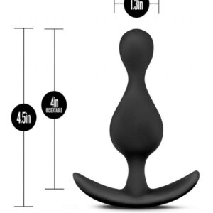 while the body will gently stretch your opening. The anchor base is designed to rest comfortably between your cheeks!    Dimensions:  Length:  4.5 in.  Insertable:  4 in.  Width:  1.3 in.
