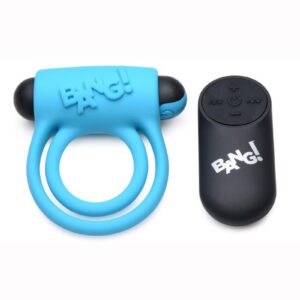 Enhance your cock with this velvety silicone ring and vibrating bullet combo! This Cock Ring from Bang! features two stretchy rings