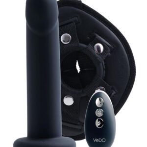 STRAPPED comes fully erect and ready to please. With 10 vibration modes and 6 intensity levels youandapos;re sure to leave your partner screaming in delight. The silky smooth silicone with textured ridges gives way to easy penetration and lets you rock their world. The adjustable one-size fits all harness included allows you to share in the pleasure. Never worry about changing vibration modes in those moments of passion because the remote control puts you in full control. Fully submersible