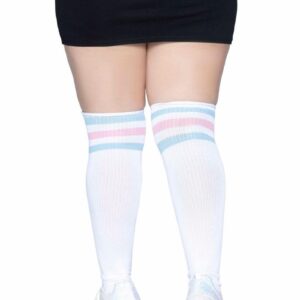 Over The Knee Athletic Socks. 1X-2X Pink/Blue