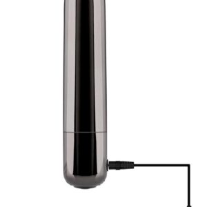itandrsquo;s elegantly slim and petite - and simple to use with a one-button control and USB charging cable. Enjoy your bullet in the bath or shower as itandrsquo;s completely water submersible and easy to clean.  Rechargeable black chrome bullet  Powerful 10 function vibrating motor Tapered tip targets your favorite hot spots Metal finish feels sleek and smooth Easy-to-use single LED control button Made from black chrome finished ABS plastic Buttons and detail made from silicone  3.94 inches long
