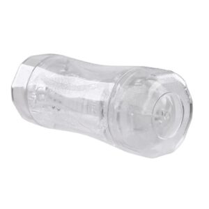 Allow the pleasure possibilities to unfold with this unique dual-ended stroker thatandrsquo;s beautifully transparent for an erotic see-through experience. Two separate entries with varying sizes (one tight