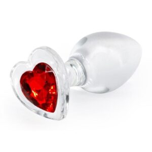 Crystal Desires -- Hearts are red and plugs are fun. Our borosilicate glass plugs are adorned with red hearts for a passionate encounter and exciting stimulation.