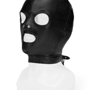 Explore some erotic power play with this Hood from Me You Us. Made from a Black PU leather this fetish accessory delivers a desirable kinky look. This hood offers no restriction of your sight or breathing as it covers the head with cut-out holes for the eyes