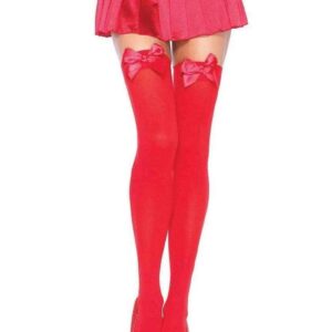 Leg Avenue Nylon Over The Knee with Bow - OS - Red
