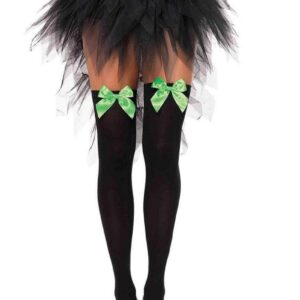 Leg Avenue Nylon Over The Knee with Bow - OS - Black/Green