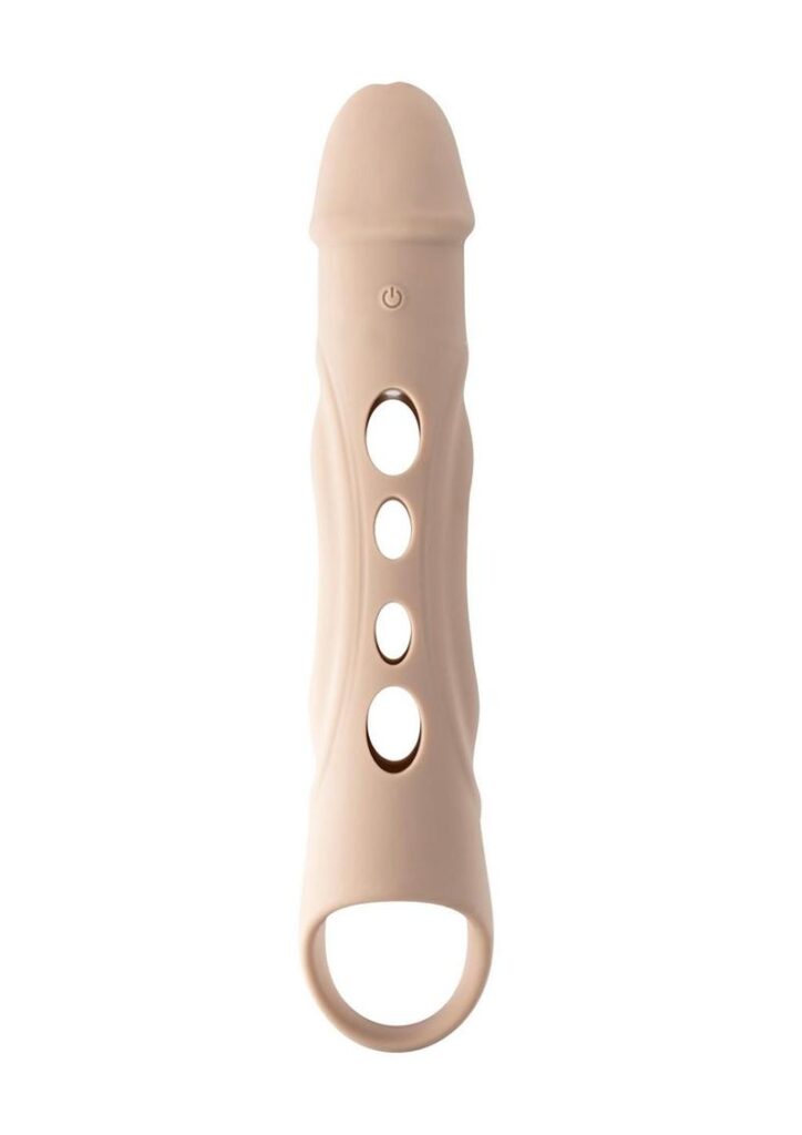 Increase your member with this remote-control penis extender thatandrsquo;s comfy and pliable andndash; and vibrates in 10 speeds! Nestle your balls into the end loop and enjoy the peek-a-boo holes throughout the shaft as it buzzes all around you. Let the life-like head with its realistic crown ridge add to your natural length