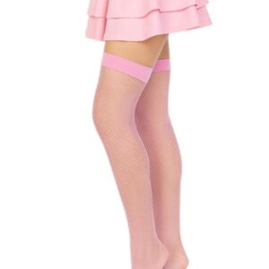 Nylon Fishnet Stocking Pink O/S