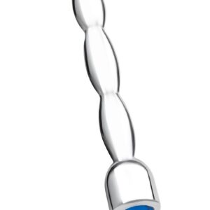 The 2 Stainless Steel Bling Bling Wavy Penis Plug by Blue Line is crafted from high-quality