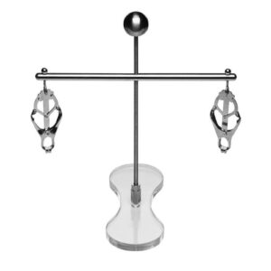 Put your submissive in a predicament pose they cant` escape with this Tower of Pain! This tower has clover-style nipple-clamps that increase in pressure when they`re pulled on. The rubber tips protect the skin of the nipples and areola