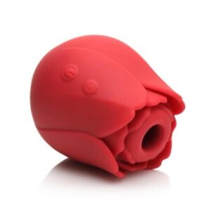 This rose is blooming for your pleasure! Indulge in vibration and suction that you control with an easy-to-read digital display that lights up on the side of the rose. There are 3 speeds and 6 patterns of both vibration and suction that will get you to blossom and spill your wet pollen! This handheld toy is travel-friendly