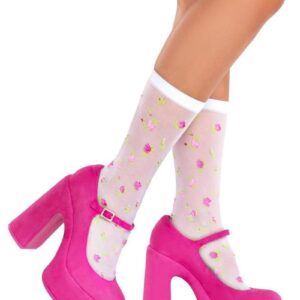 Rosette Jacquard Spandex Sheer Anklets Multicolor O/S